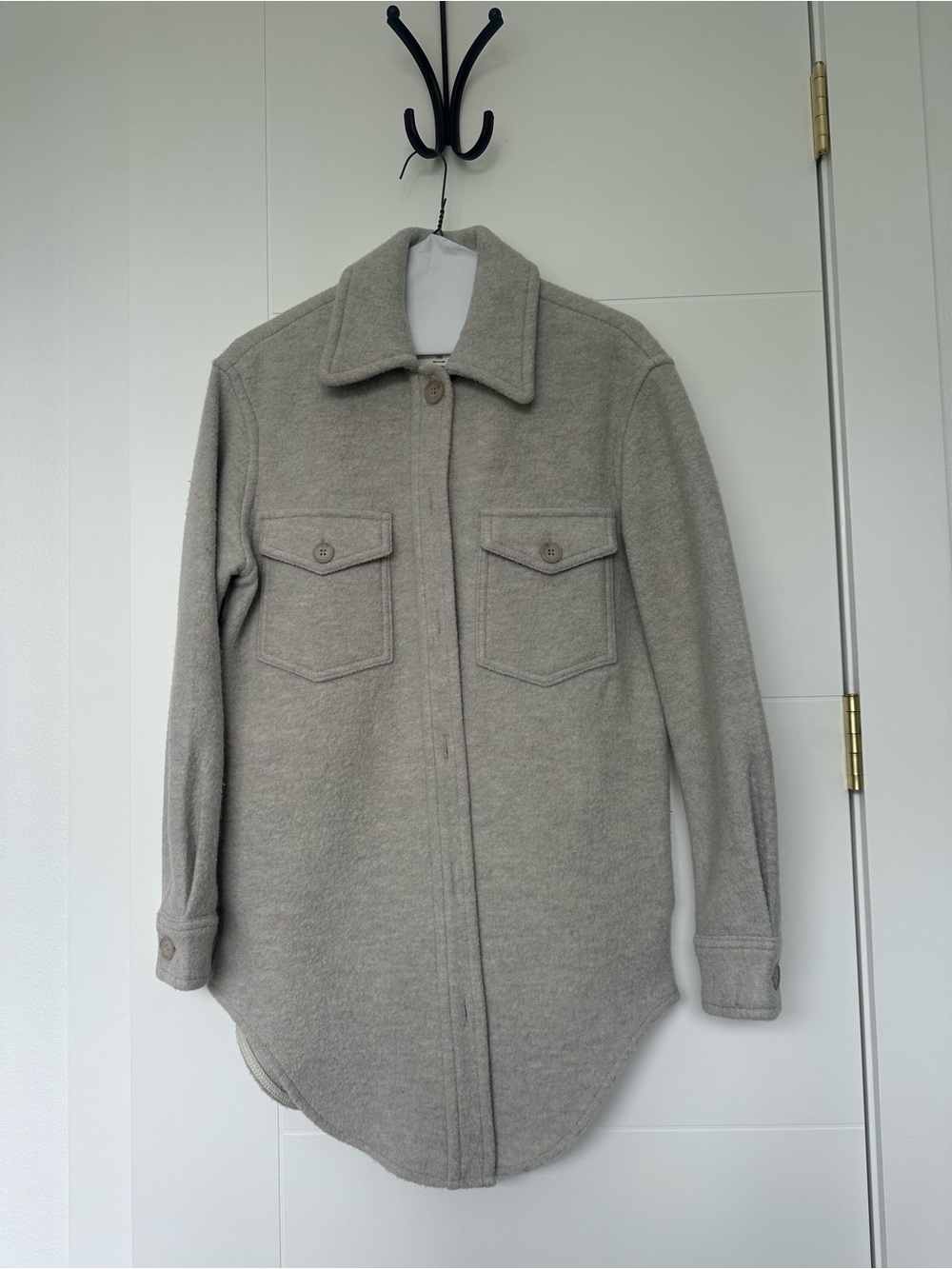 Wilfred Light Gray Wool-Blend Utility Shacket